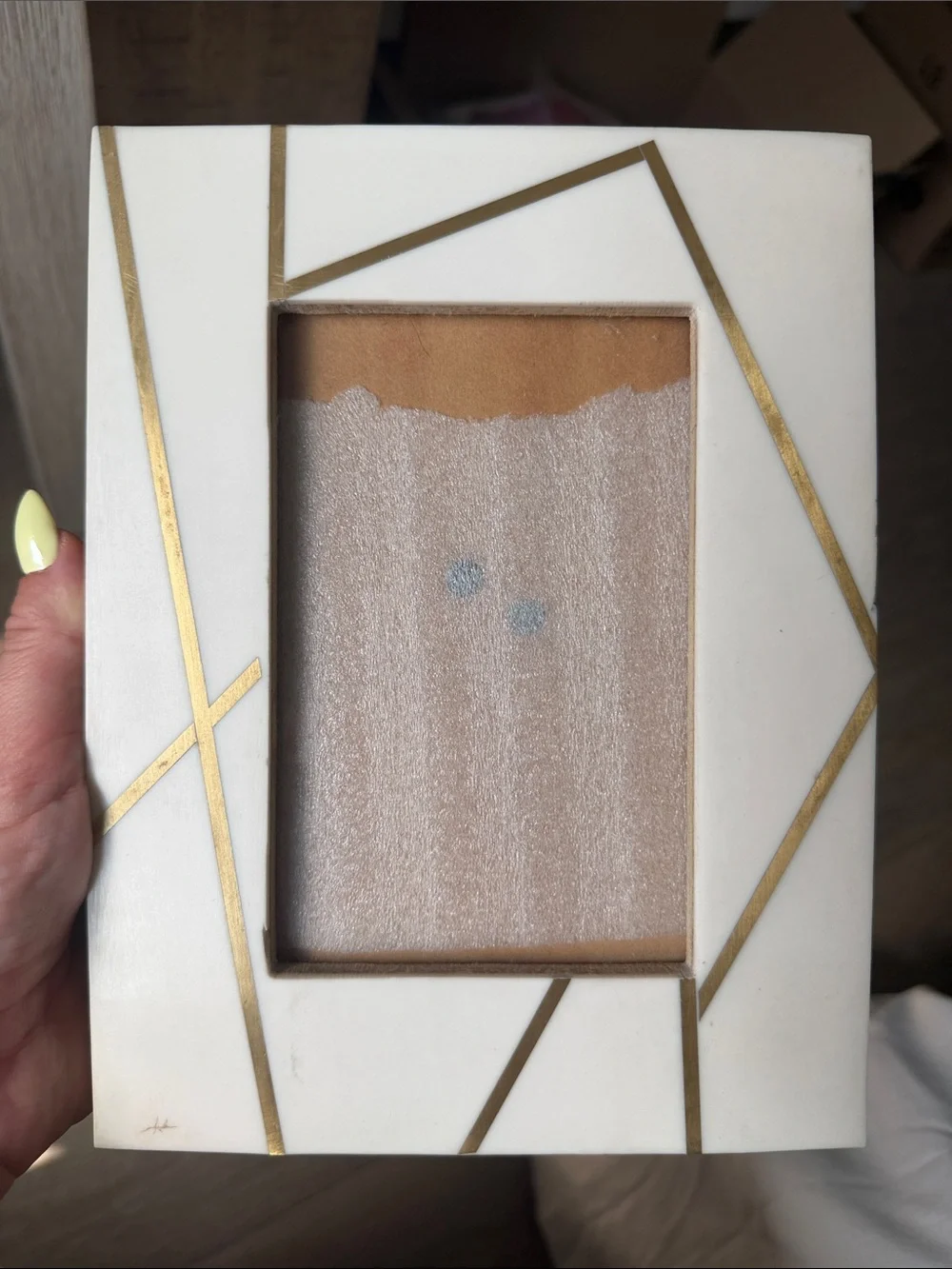 Modern Cream and Gold Geometric Photo Frame